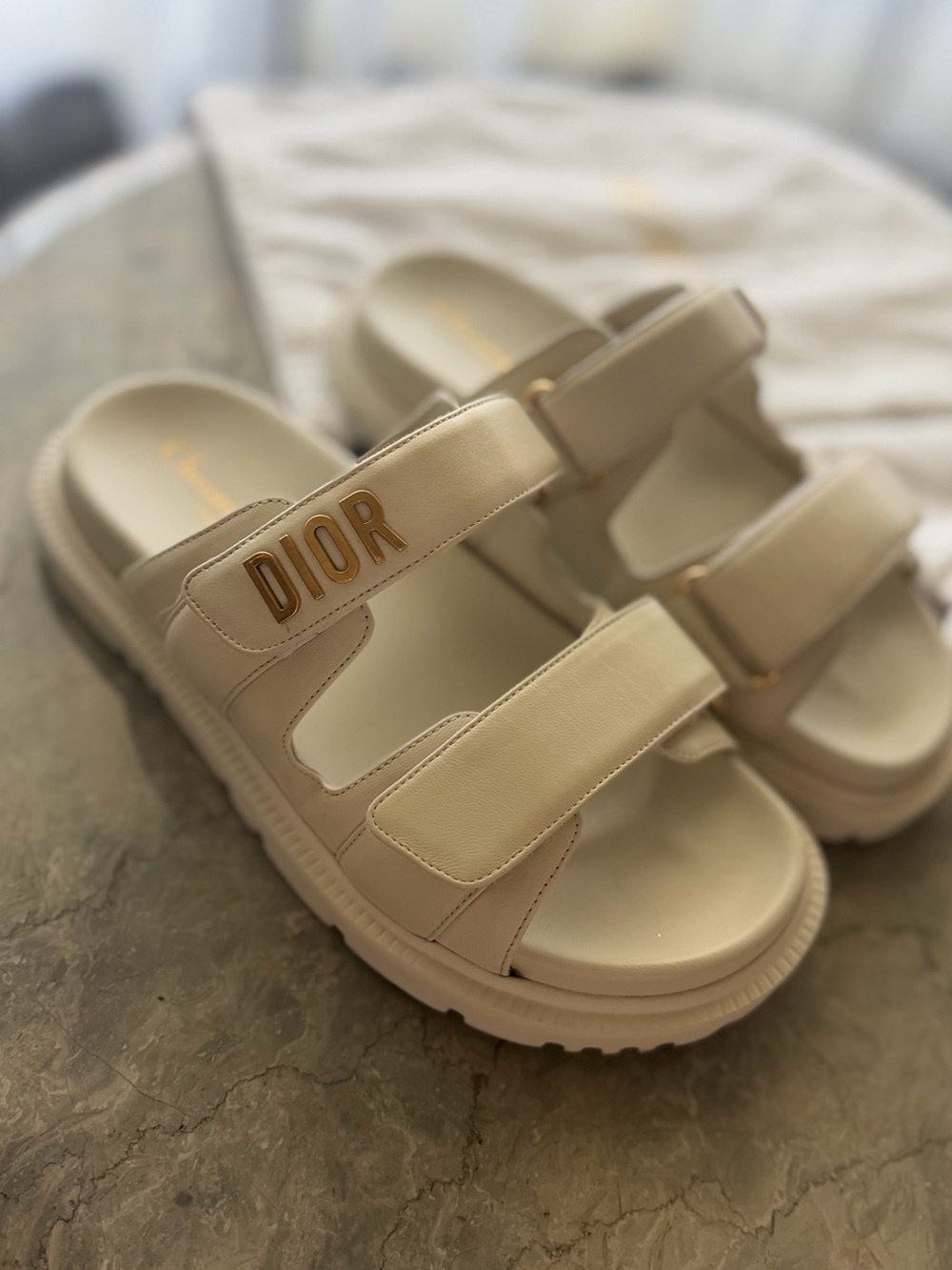 Dioract Slide White Lambskin